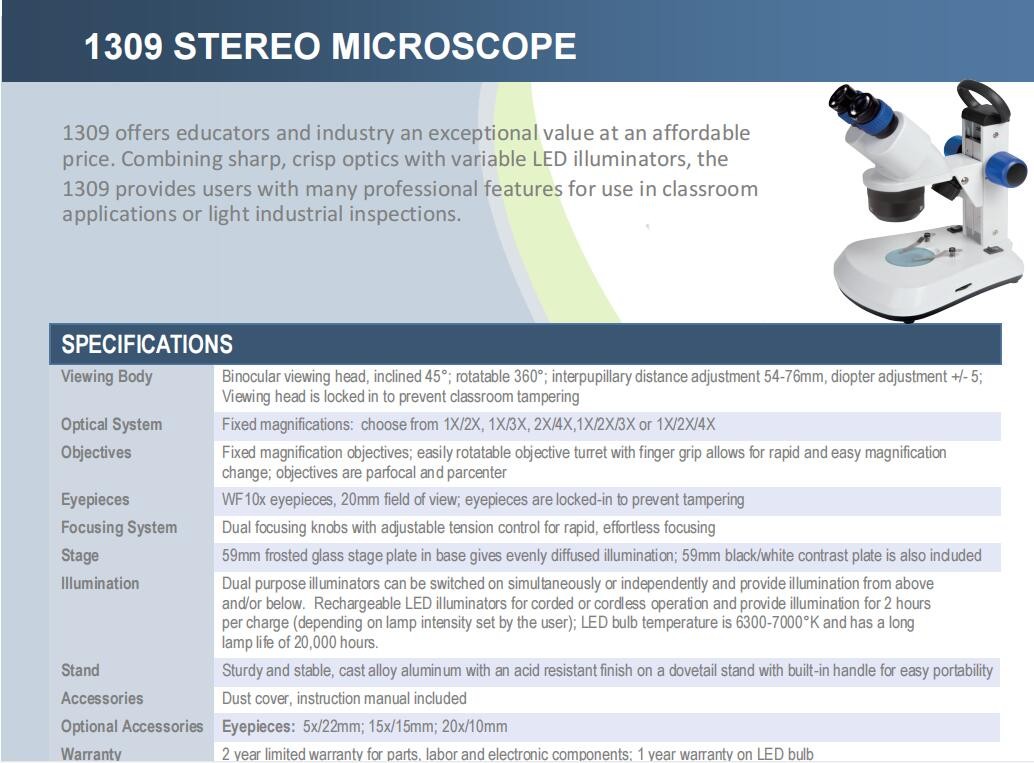 10X /20X /30X Rechargeable Stereo LED Microscope ,Binocular Head ,Intensity Adjustment 