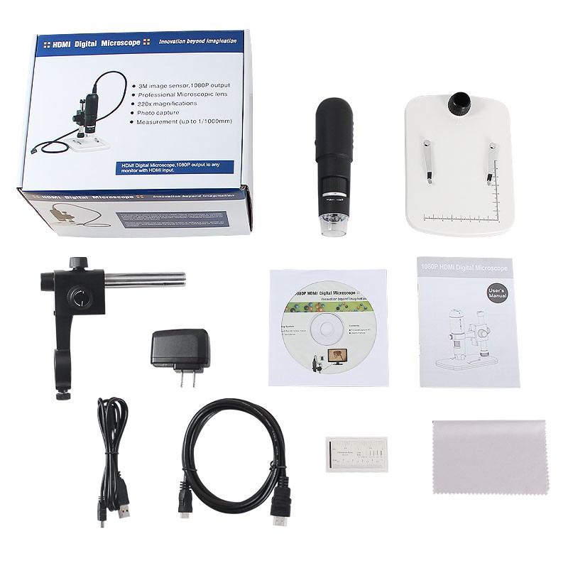 HDMI 3MP  Digital Handheld USB Video Microscope w Stand 300X  - 副本