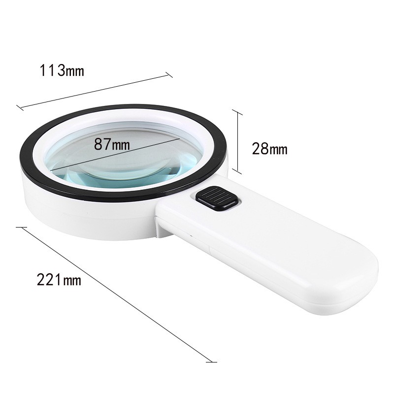 12LED Illuminated 30X Handheld Magnifier for Coins ,Inspection 
