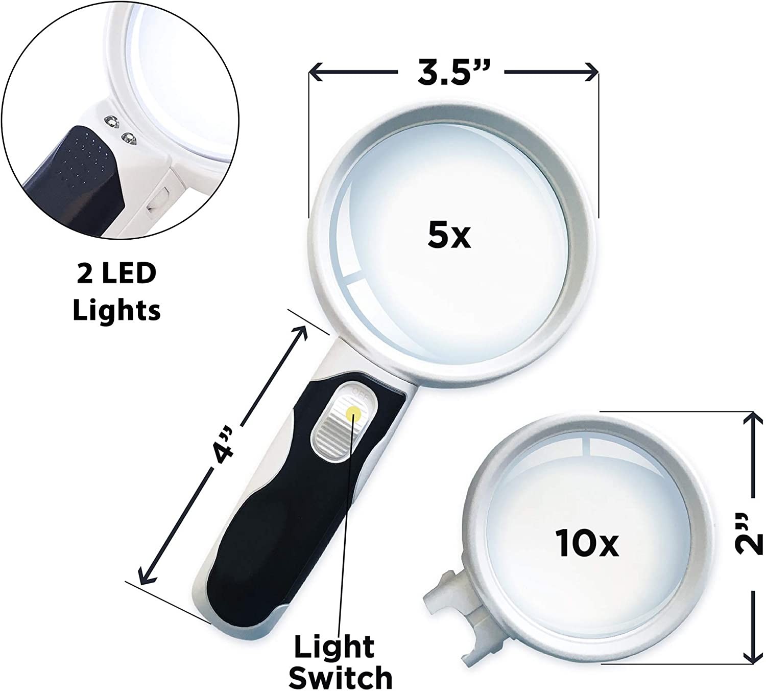 5X,10X LED Illuminated Magnifying Glass Set 