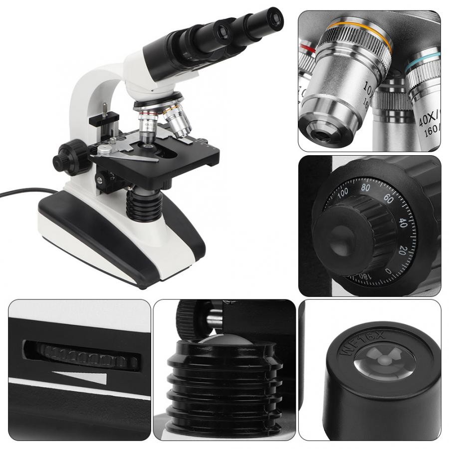 Binocular 40x-1000x Biological Laboratory LED Microscope 